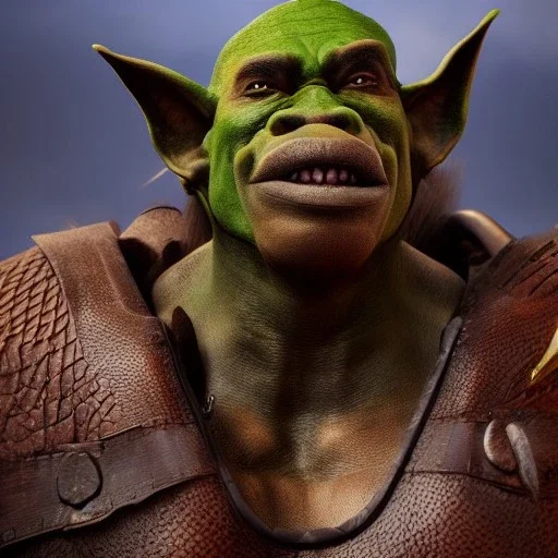 Eddie Murphy orc in armor character very detailed cinematic fantasy unreal engine photo realistic