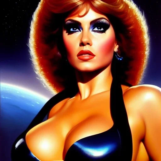 portrait of beautiful busty Barbarella painting by Brom , oil on canvas, cinematic composition, extreme detail,fit full head inside picture,8k