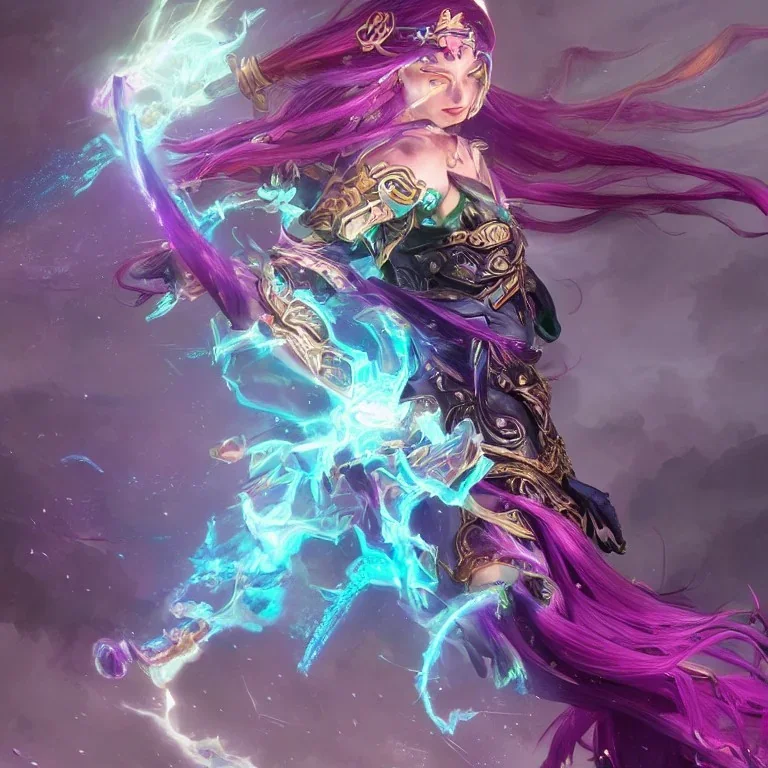 stunningly beautiful female neon and purple hair, fantasy art, fae priestess, world of warcraft video game, goddess sharp focus, digital, painting, 8 k, concept art, art by wlop, artgerm, greg rutkowski and alphonse mucha