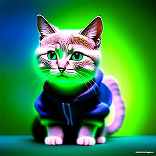 Concept art of Little mascot cat wearing a hoodie (Pixar art style)++, highly detailed, digital painting, art stations, concept art, smooth, unreal engine 5, god rays, ray tracing, RTX, nanite polygons, lumen lighting, ultra detail, volumetric lighting, 3d, detailed anime, finely drawn, high definition, high resolution, cartoon [ animation, cartoon, drawing, painting, low res, cropped, watermark, jpeg artifacts, low quality, normal quality, bad anatomy, text error, worst quality, blurry thousan