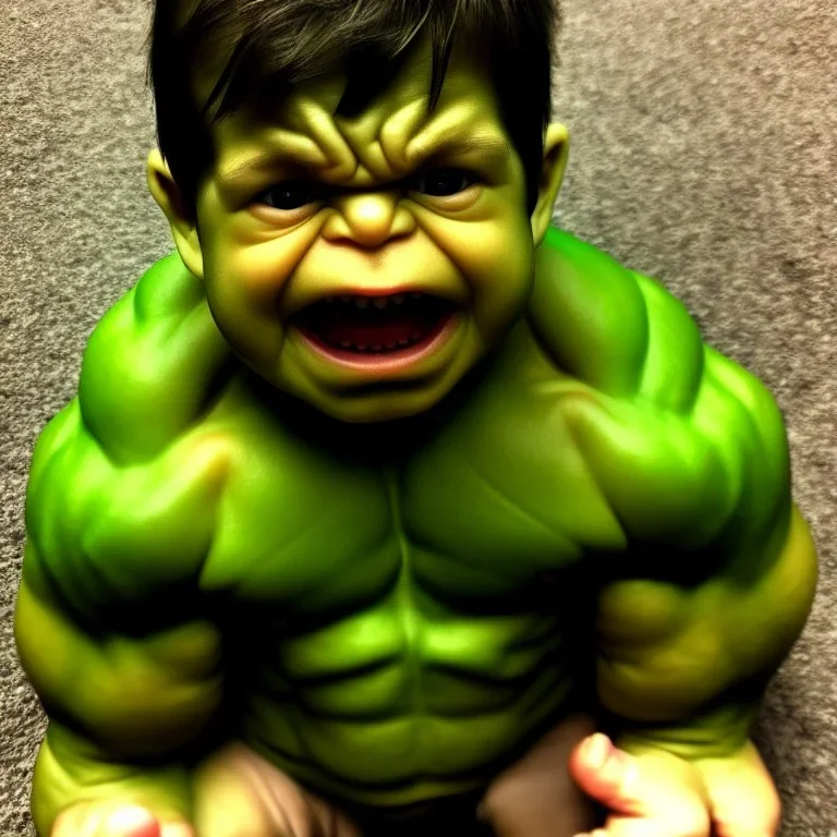 baby hulk, realistic photo