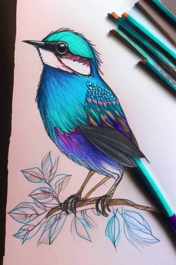 a bird drawing made with alcohol markers