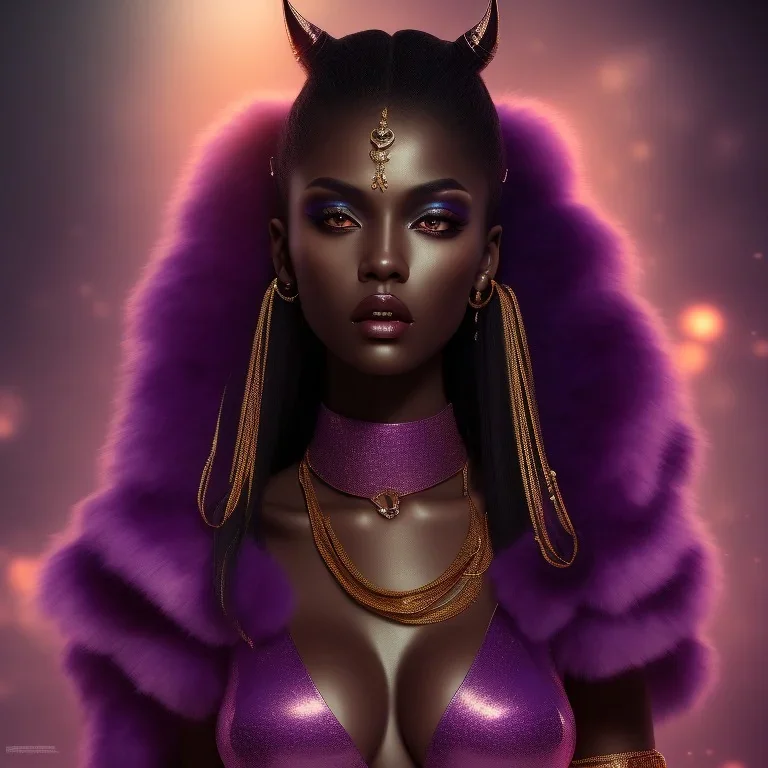 full body shot, masterpiece, best quality,dark skin, sparkling eyes, fluorescent skin,purple-dark makeup, gangsta armed , highly detailed body, sun light, 4K, RAW, high contrast, realistic details, 24mm , depth of field ,