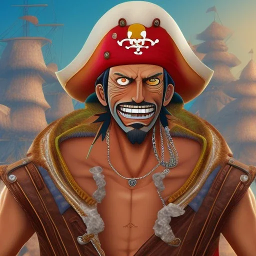 Pirate character as one piece cartoon 4k