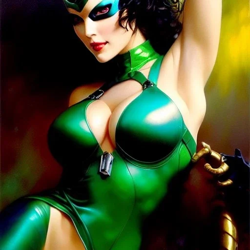 portrait 'beautiful Sexy Busty CatWoman',crystal clear green eyes,painting by gaston bussiere, greg rutkowski, yoji shinkawa, yoshitaka amano, tsutomu nihei, donato giancola, tim hildebrandt, oil on canvas, cinematic composition, extreme detail,fit full head inside picture,32k