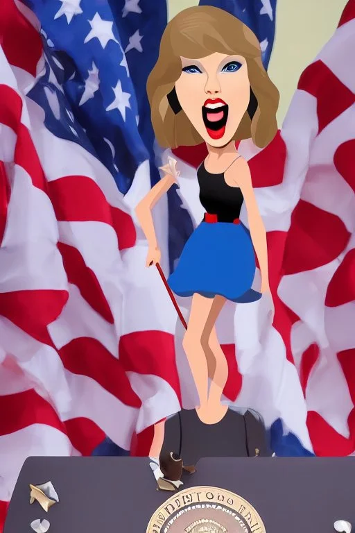 Taylor Swift as president of the US cartoony animation