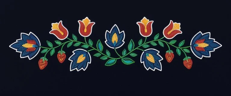 Cree beaded flowers and leaves