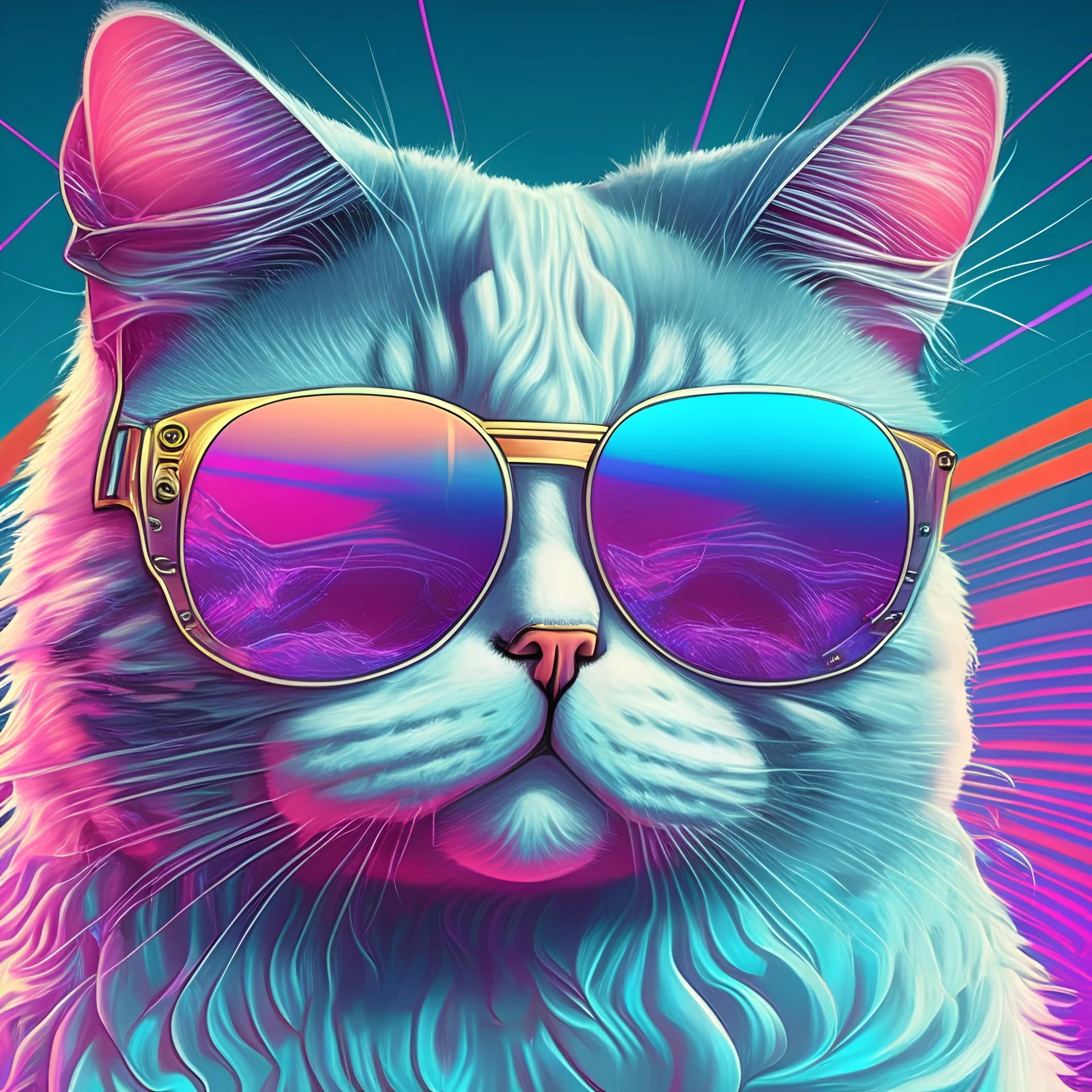 trippy vaporwave cat