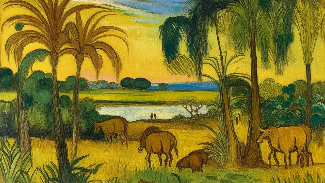 A flesh colored savanna in everglades painted by Paul Gauguin