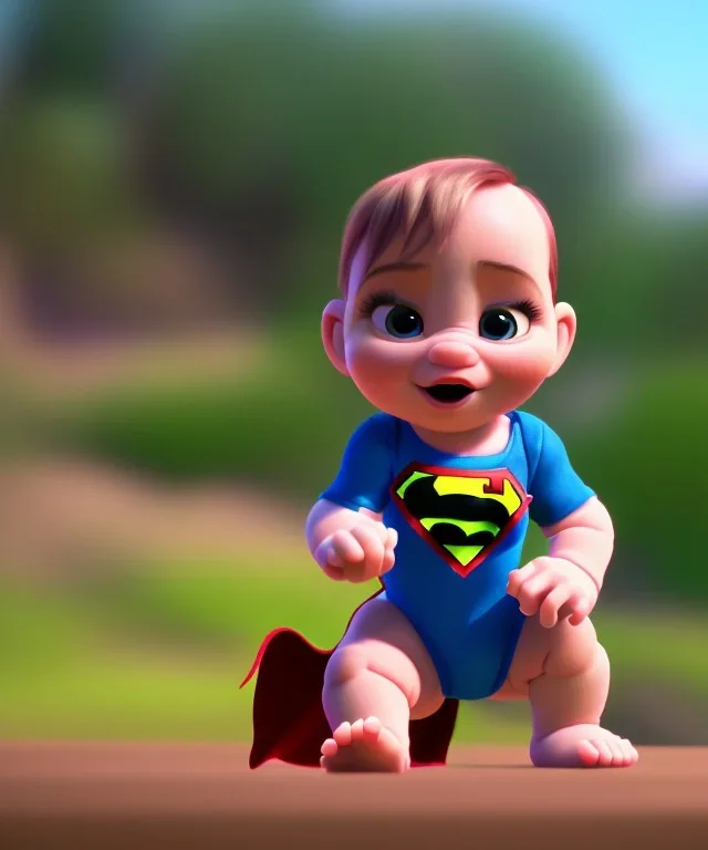 Baby superhero suit, full body, bokeh