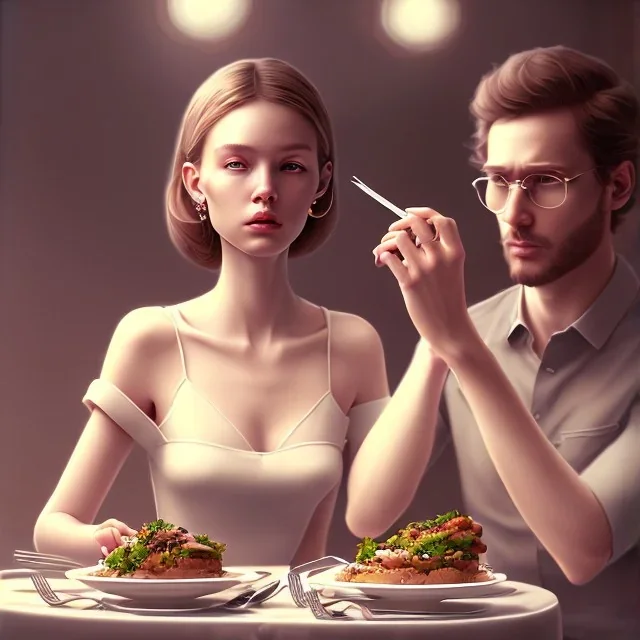 a dinner date with the girl next door, slice of life, modern, realistic,!! looking at the camera!!, solo, first person pov, enjoying life!!! elegant, highly detailed, digital painting, artstation, concept art, matte, sharp focus, illustration, art by Malika Agueznay.