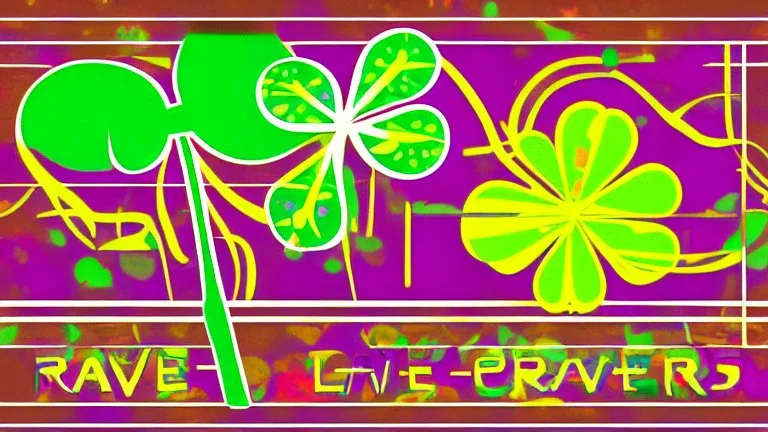 rave poster with Four-leaf clover and laser