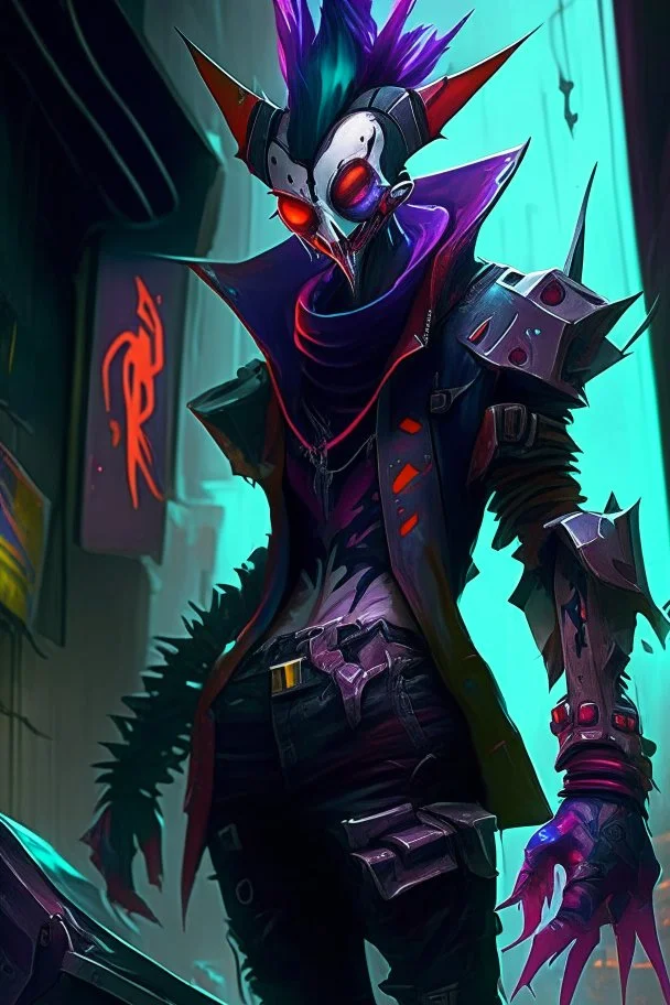 Shaco from league of legends in style cyberpunk! make the trap