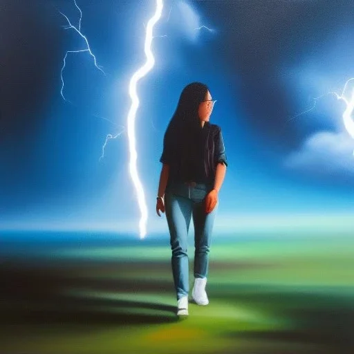 Full body portrait, painting, medium shot lady midground volumetric lightening