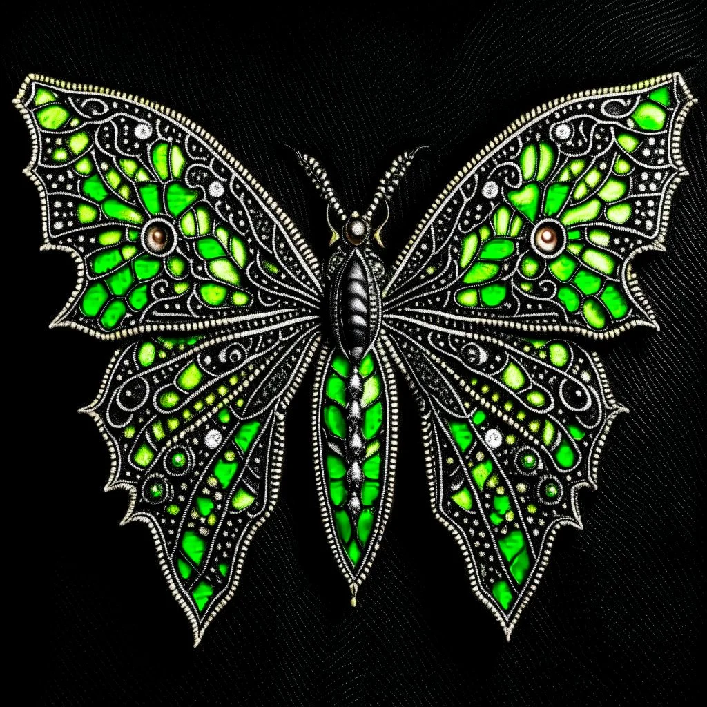 metal gothic green moth wings