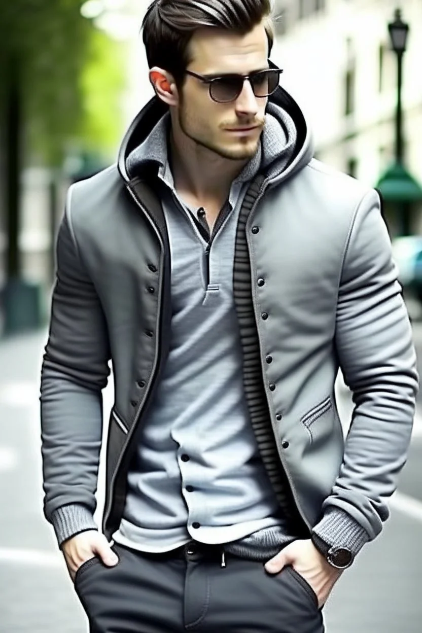 Man's Casual Blazer jacket with a grey hoodie jacket Atached...combo