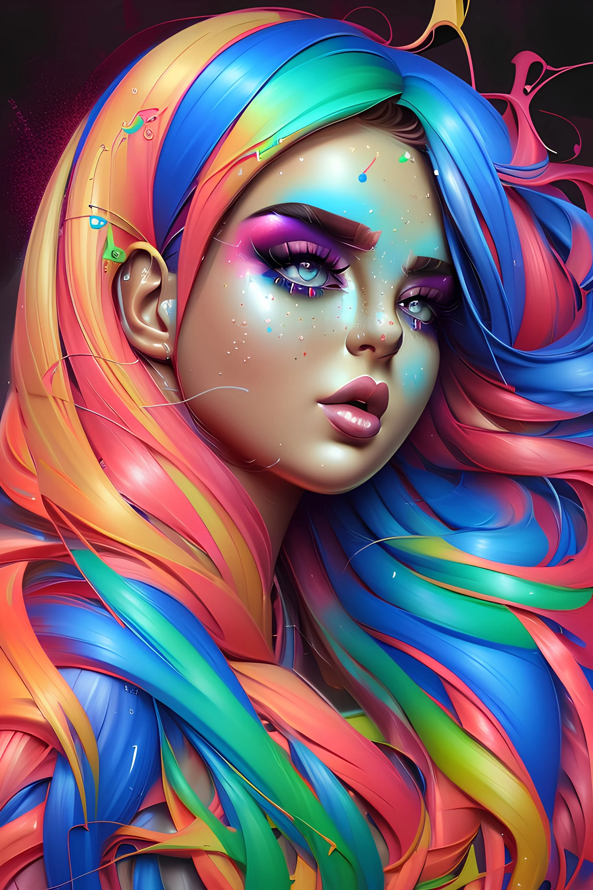 Anastasia Kvitko, graffiti art, splash art, street art, spray paint, oil gouache melting, acrylic, high contrast, colorful polychromatic, ultra detailed, ultra quality, CGSociety, by Jasmine Becket-Griffith