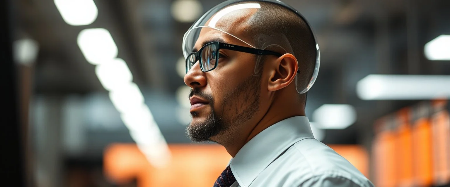 trader inside another mans transparent head