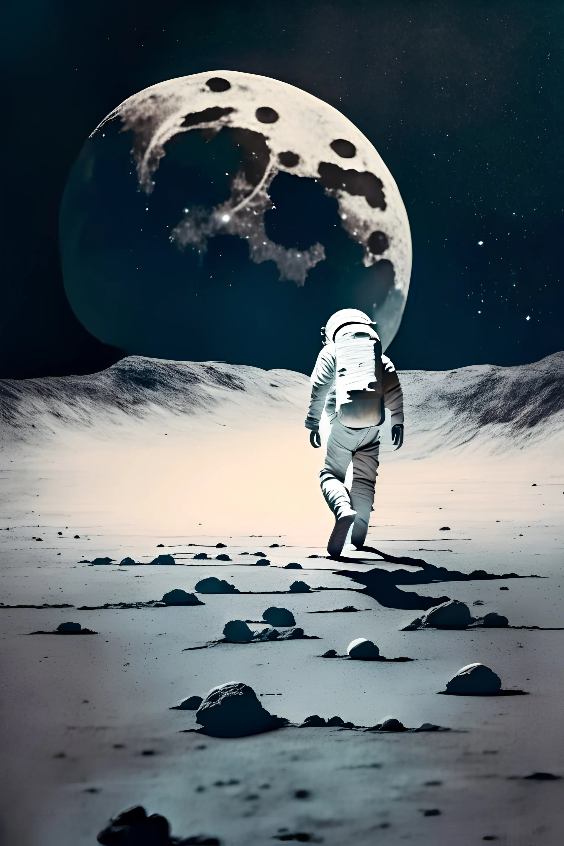 A person walking on the moon