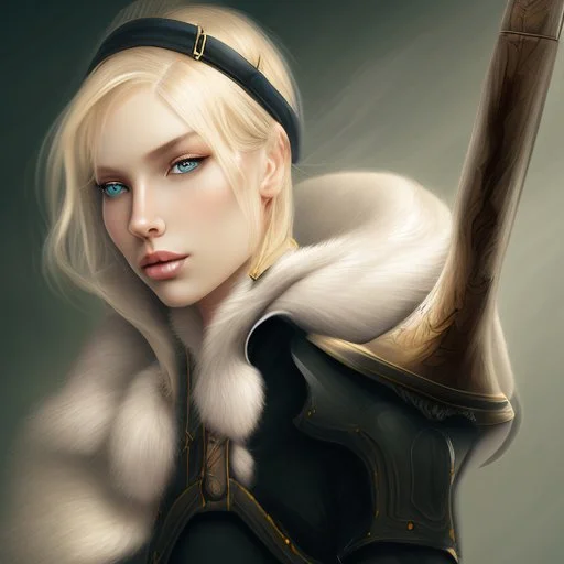 Portrait of beautiful blonde warrior