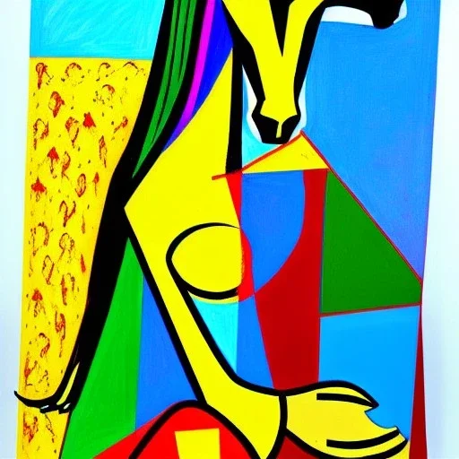 portrait of horse riding Picasso style