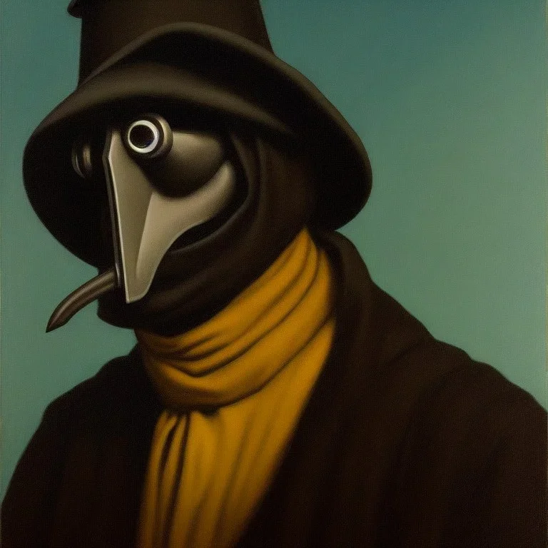 A portrait of a plague doctor, art by Rockwell Kent trending on artstation