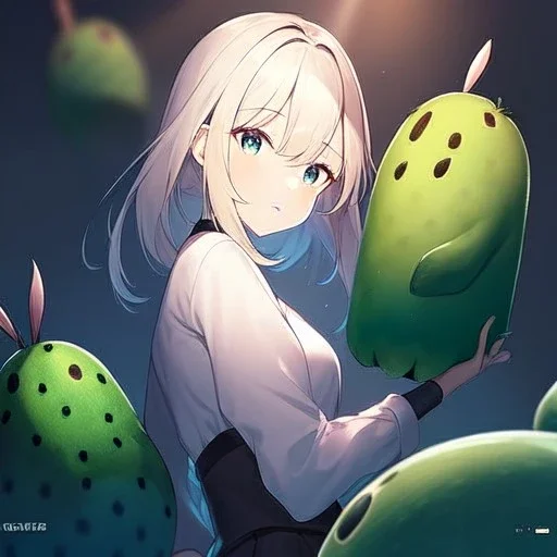 anime girl with a cactus