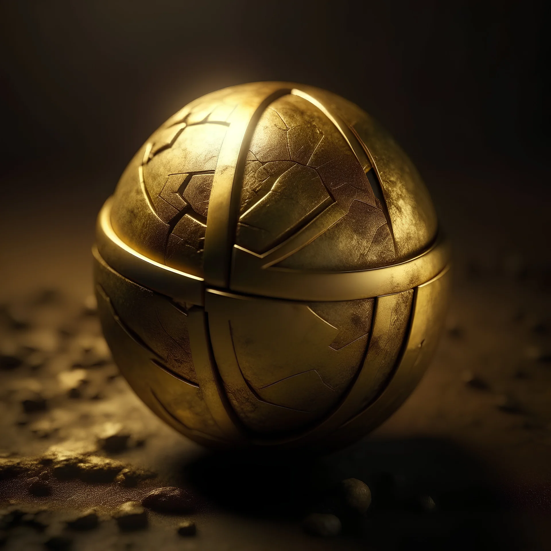 Create an image of old brass orb with strange runes