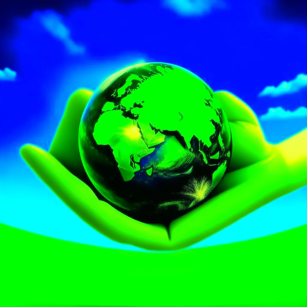 promise the world, green and blue colors, photo quality