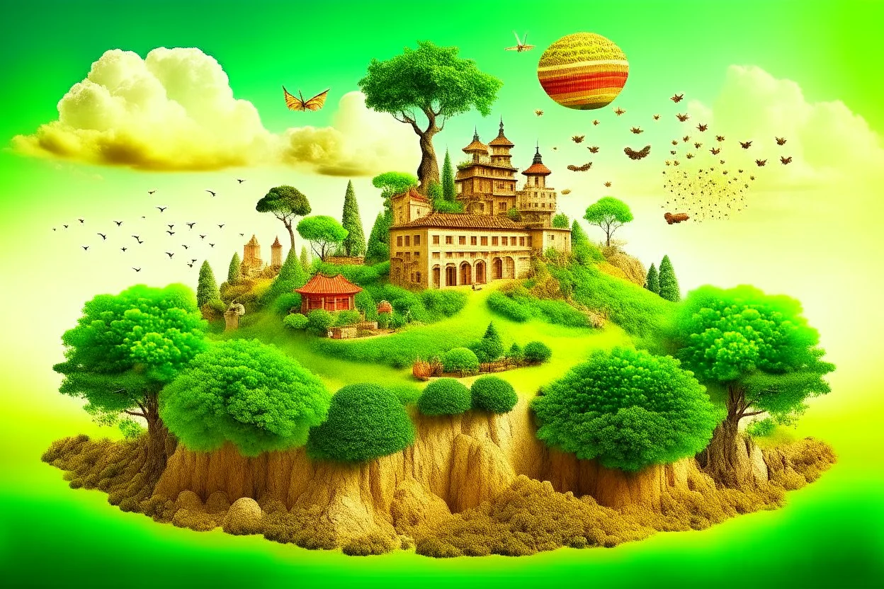 A natural scene that combines elements of different cultures.