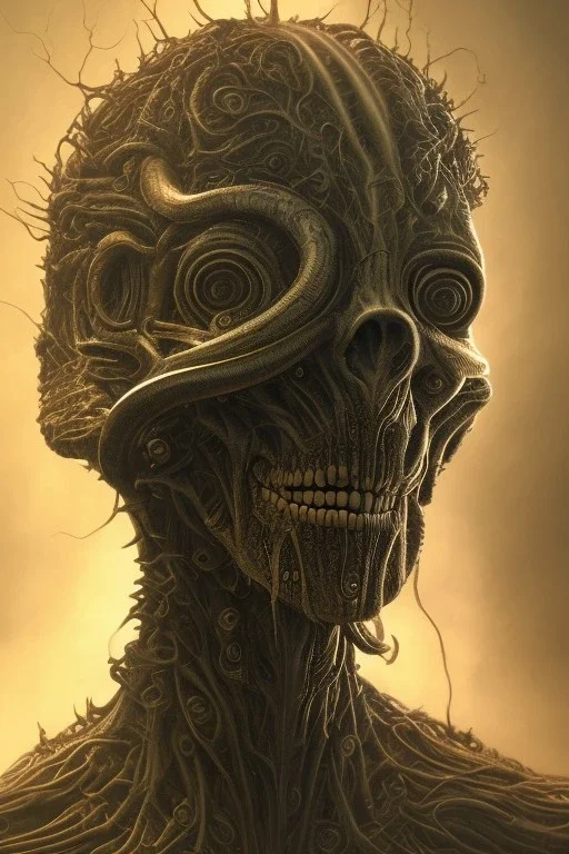 evil cthulu alien, brutal face, tron, head, burn eyes, 8k, finely detailed, dark light, photo realistic, hr giger, cyberpunk