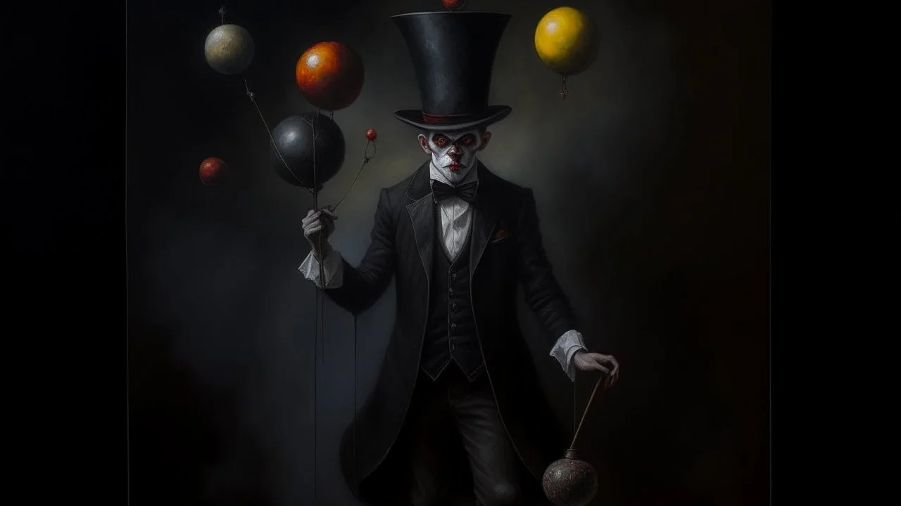 figurative a juggler, darkmood, dadaism, eerieland , extravagant