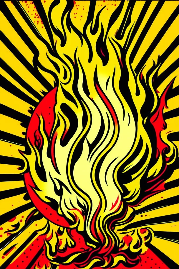 Vintage pop art style, flame fire