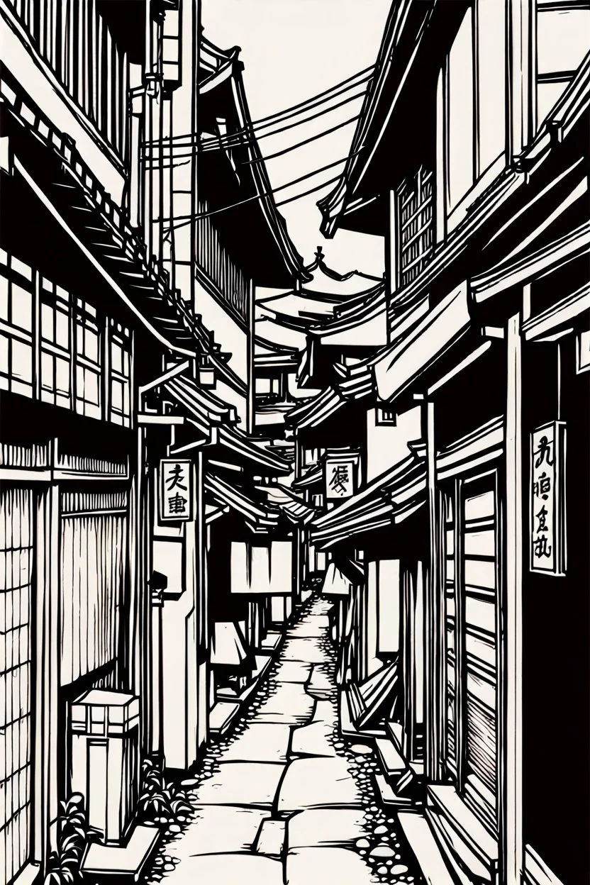 Japanese alleys, line arts