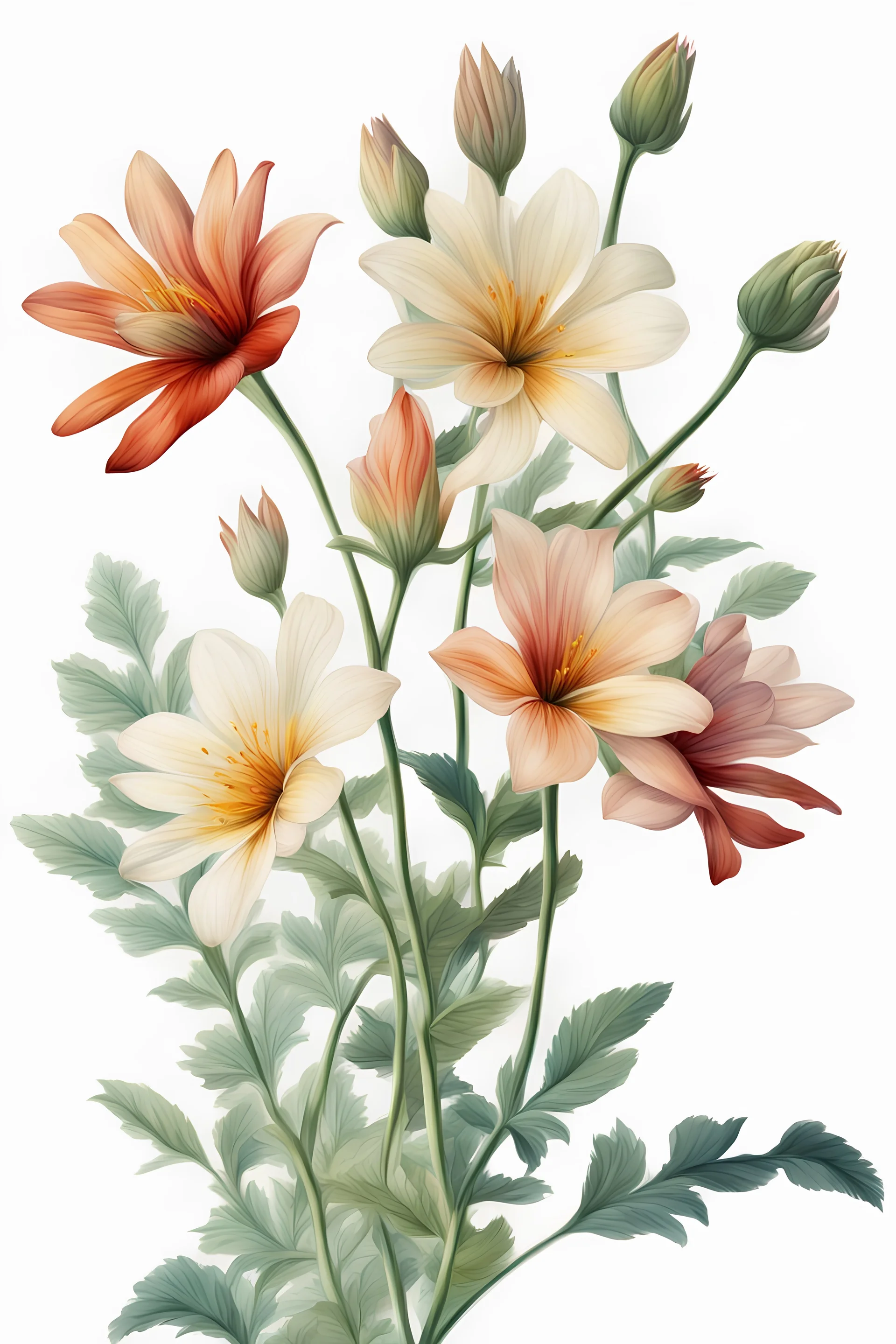 generate an image of a rare flower ; realistic style, white background bright colors