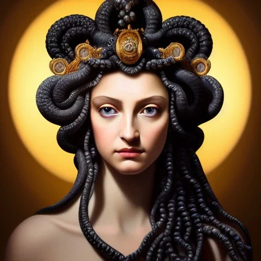 ultra detailed fullbody portrait of Medusa , extremely detailed digital painting, intrincate, extremely detailed face,crystal clear Big eyes, in the style of Caravaggio, mystical colors , perfectly centered image, perfect composition, rim light, beautiful lighting, 8k, stunning scene, raytracing