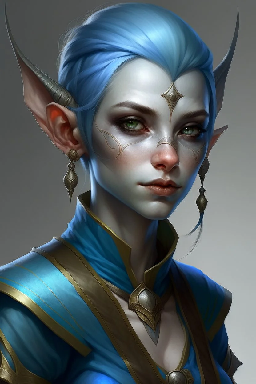 female half elf with blue skin