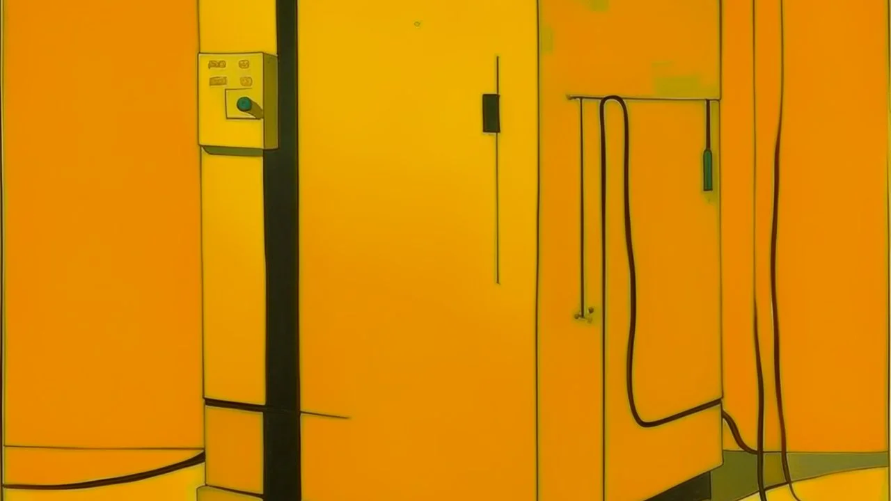 A yellow electrical unit painted by Lyonel Charles Feininger