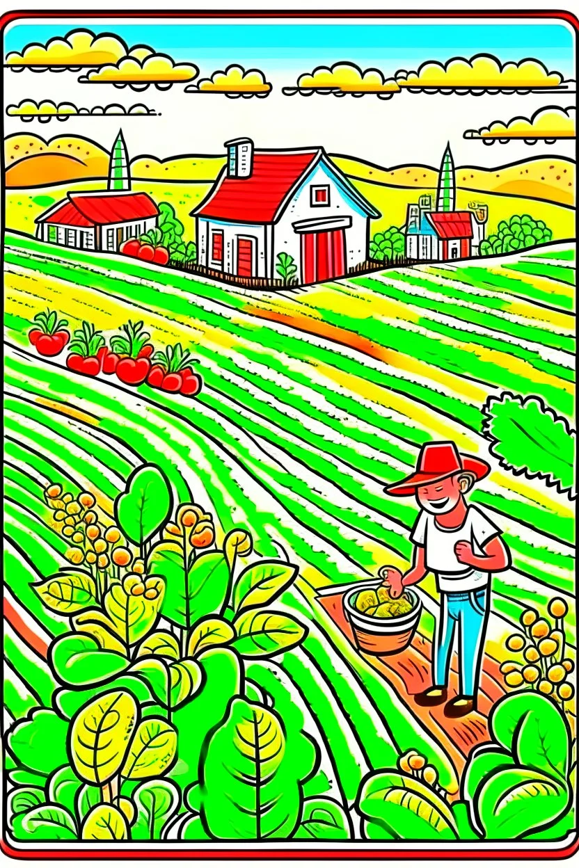 hand painted organic farming cartoon poster