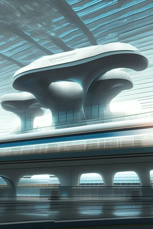 modern futuristic architectural structures of Airport in 2100
