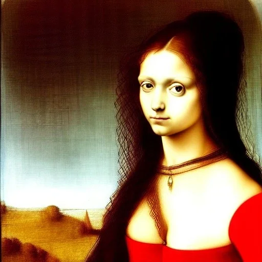 Retrato de una niña muy guapa llamada Dalia Santiago Arnau con el estilo de Leonardo da Vinci