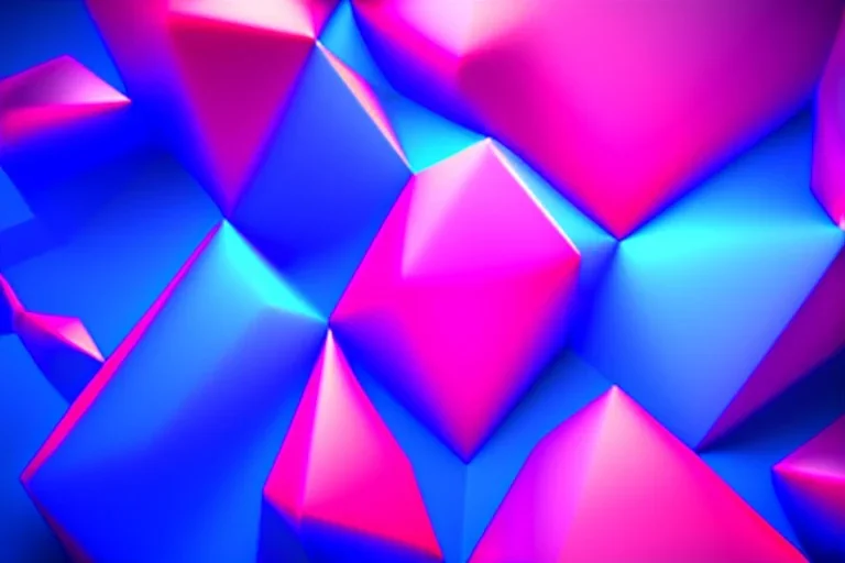 abstract geometry, blue neon lights, high detail, high definition, 3D, Blender