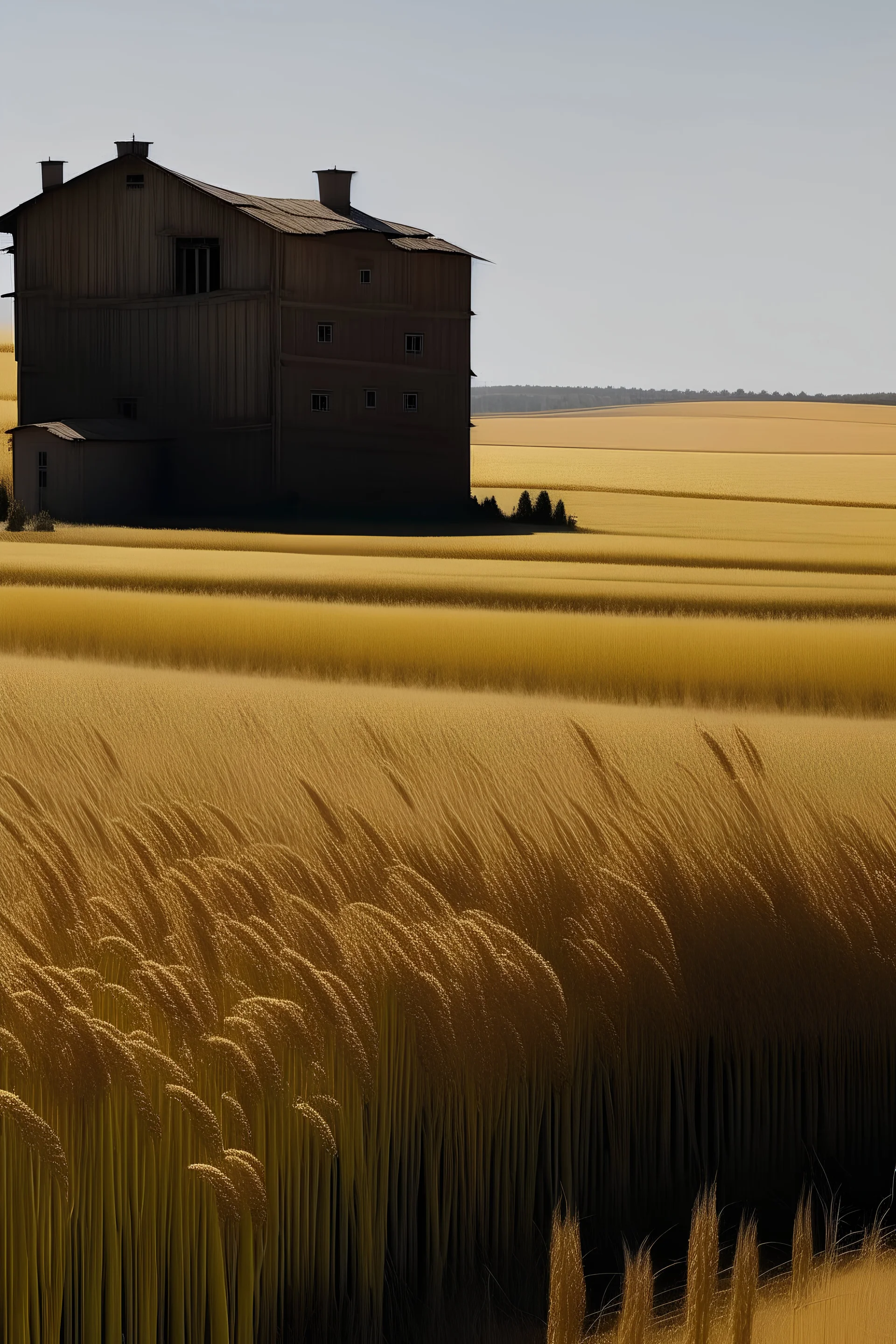 Granary beside wheat field