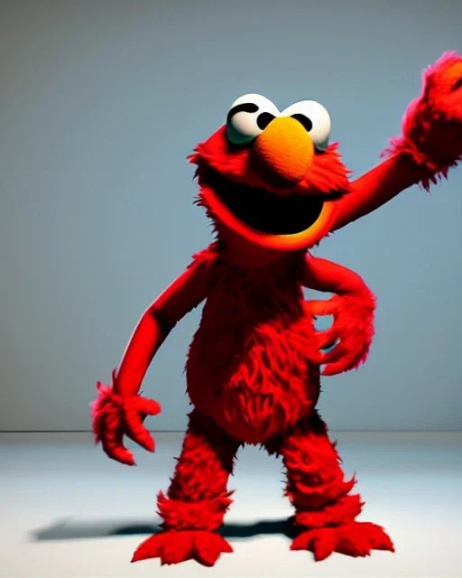 hybrid character, Elmo muppet head, real man body, human arms and hands, Shirt and tie, concept art, smooth, unreal engine 5, god lights, ray tracing, RTX, lumen lighting, ultra detail, volumetric lighting, 3d, finely drawn, high definition, 4k.