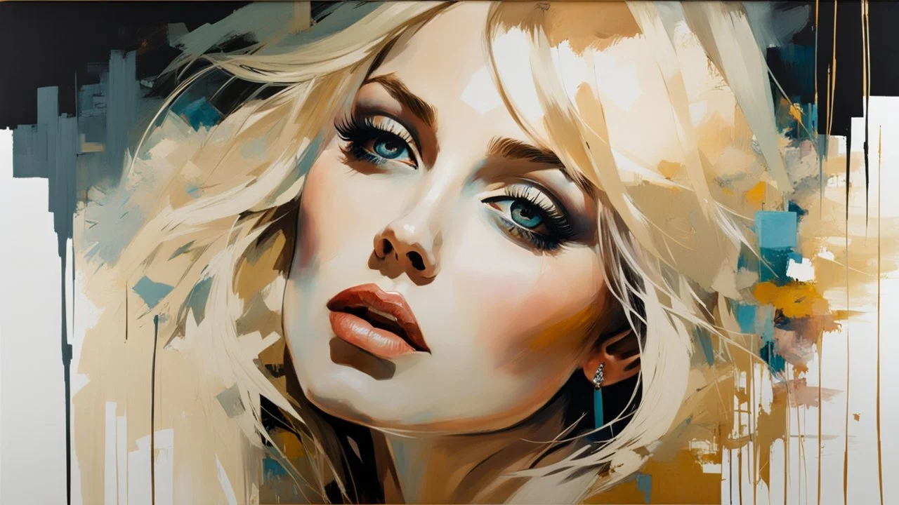 Blonde Pale Very Thin Scandinavian Woman 30yo, Big Eyes, Long Eyelashes And Eye Shadow, on steve Roger's lap kissing :: by Robert McGinnis + Jeremy Mann + Carne Griffiths + Leonid Afremov, black canvas, clear outlining, detailed