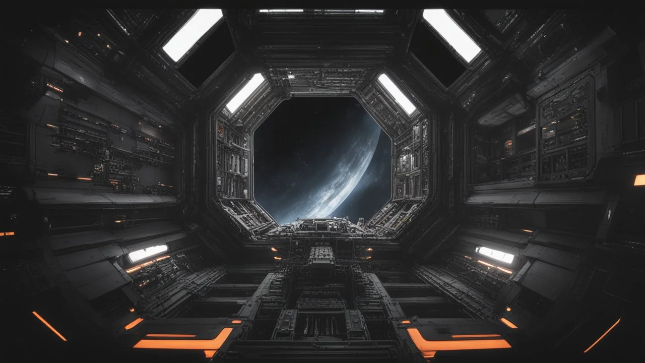 huge space station in an inky black space