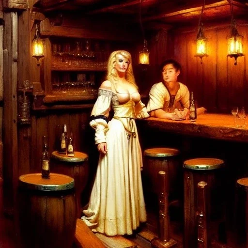 fullbody portrait 'beautiful face blonde massiveboobs medieval wench on tavern in medieval city',painting by gaston bussiere, greg rutkowski, yoji shinkawa, yoshitaka amano, tsutomu nihei, donato giancola, tim hildebrandt, oil on canvas, cinematic composition,sharp image, extreme detail,((fit full head inside picture)),32k