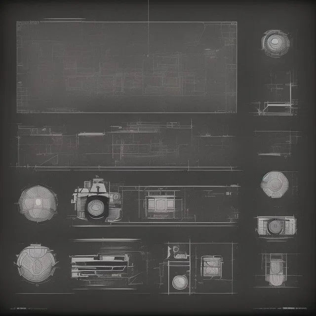 components of the camera laid out flat. poster graphics. high detailed. ink and acrylic.