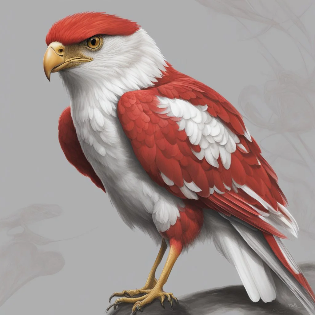 Draw an lineal illustration of a red and white eaegle, ultra quality, detailed, 8k