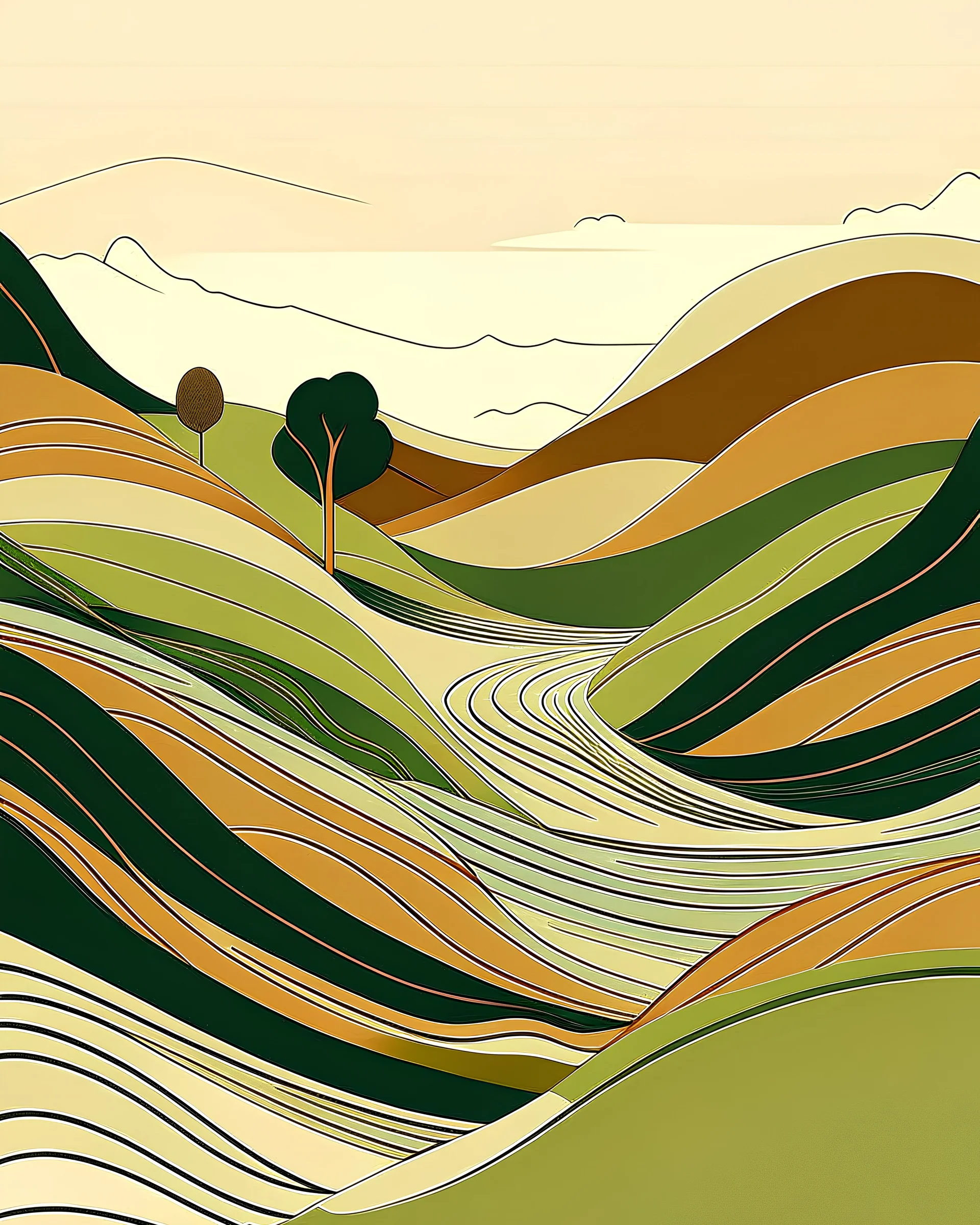 Land Scape Design with Streamlined Simple Curved Abstract Inspired by Hand Strings